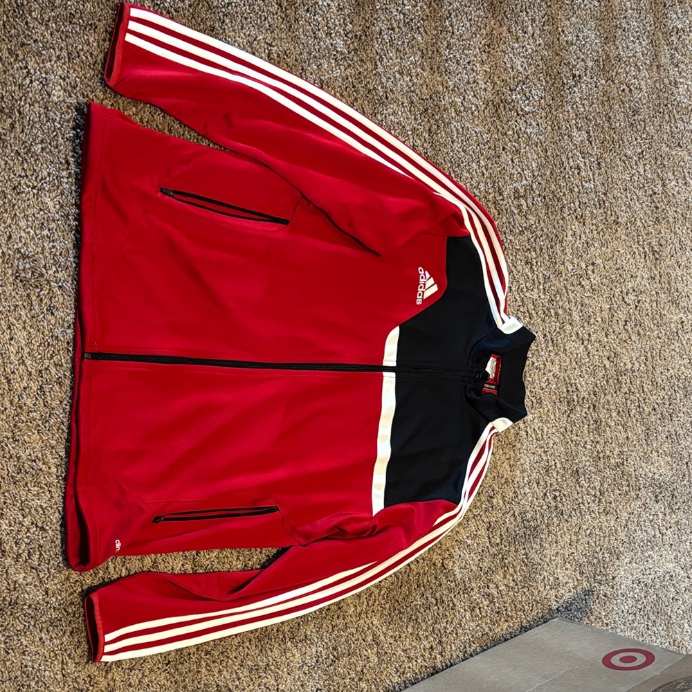 Adidas Men's Red and Black Windbreaker